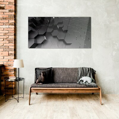 Geometric structures in shades of gray Glass Print