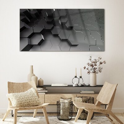 Geometric structures in shades of gray Glass Print