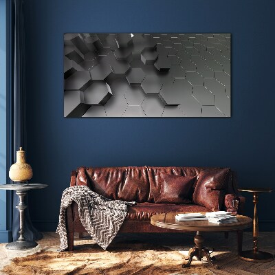 Geometric structures in shades of gray Glass Print