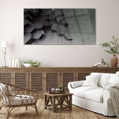 Geometric structures in shades of gray Glass Print