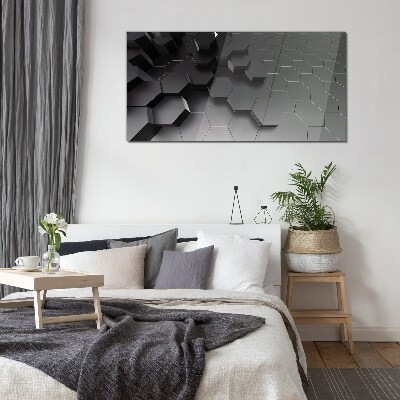 Geometric structures in shades of gray Glass Print