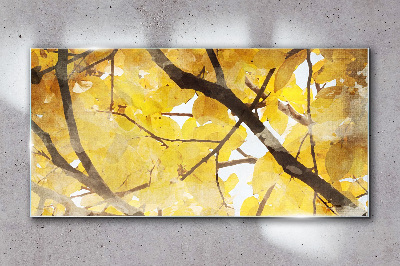Golden leaves in the sun Glass Wall Art