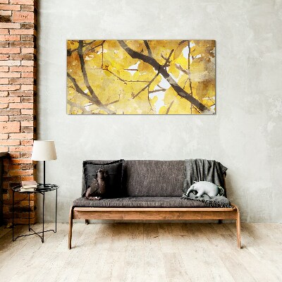 Golden leaves in the sun Glass Wall Art