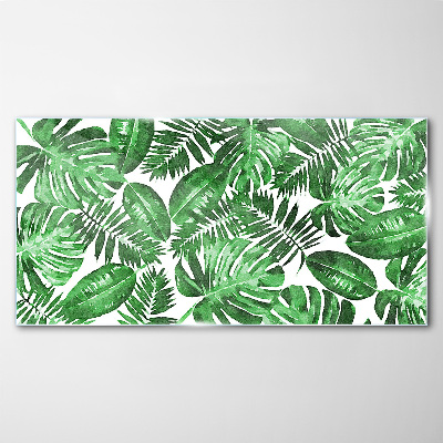 Modern leaves Glass Print