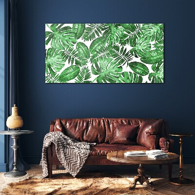 Modern leaves Glass Print