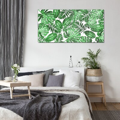 Modern leaves Glass Print