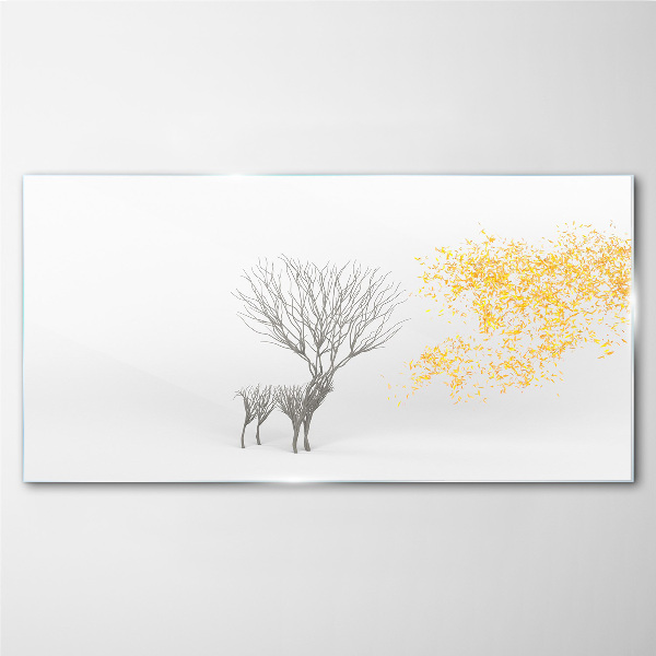 Tree and deer in the wind Glass Print
