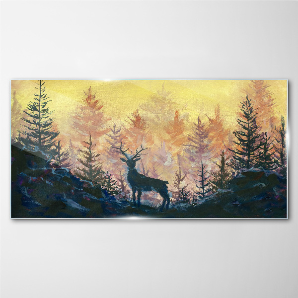 Golden Morning in the Forest Glass Print