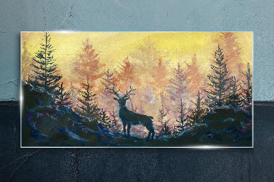 Golden Morning in the Forest Glass Print