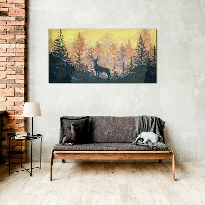 Golden Morning in the Forest Glass Print