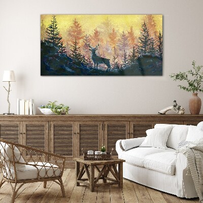 Golden Morning in the Forest Glass Print