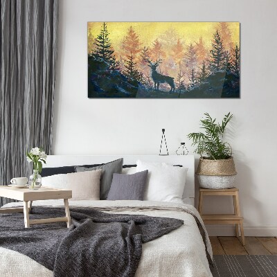 Golden Morning in the Forest Glass Print