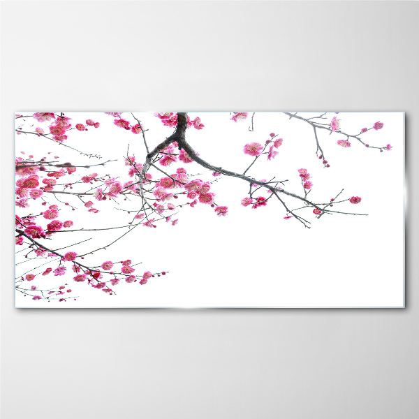 Tree branches flowers Glass Wall Art