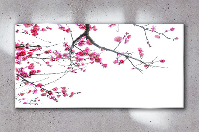 Tree branches flowers Glass Wall Art