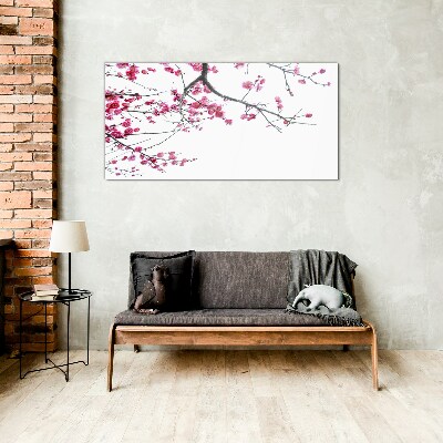 Floral harmony in pink Glass Wall Art