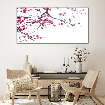 Tree branches flowers Glass Wall Art