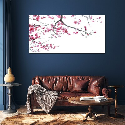 Tree branches flowers Glass Wall Art