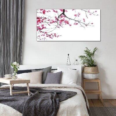 Tree branches flowers Glass Wall Art