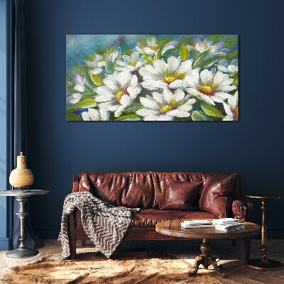 Floral charm in blue Glass Print