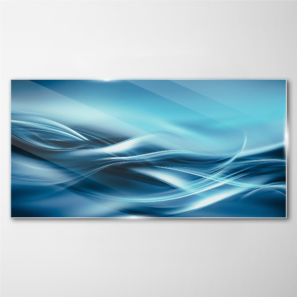 Waves in shades of blue Glass Print