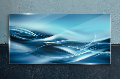 Waves in shades of blue Glass Print