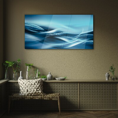 Waves in shades of blue Glass Print