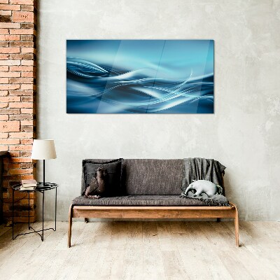 Waves in shades of blue Glass Print