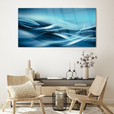 Waves in shades of blue Glass Print