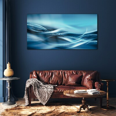 Waves in shades of blue Glass Print
