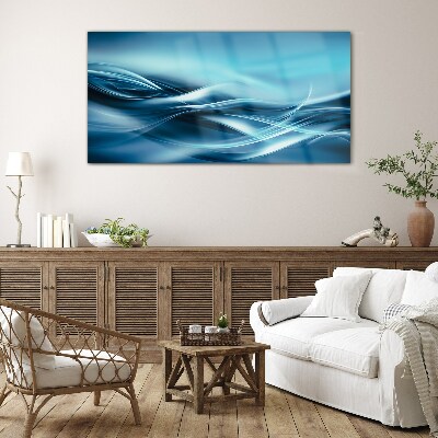 Waves in shades of blue Glass Print