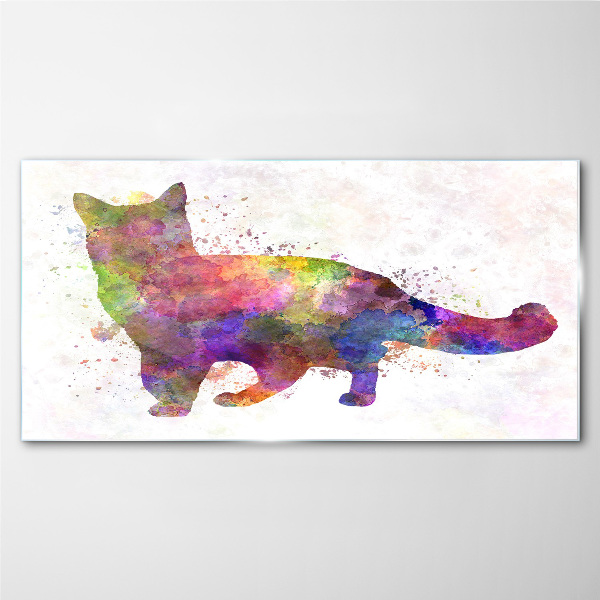 Colorful cat in watercolor style Glass Print