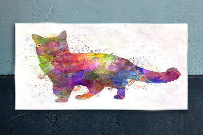 Colorful cat in watercolor style Glass Print