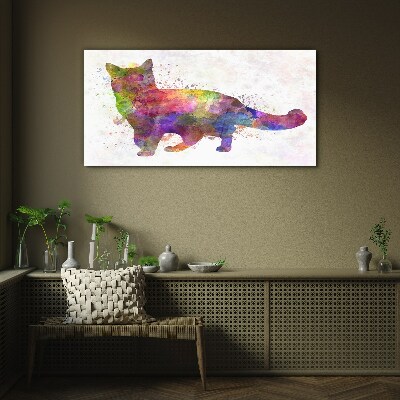 Colorful cat in watercolor style Glass Print