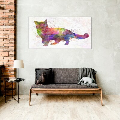 Colorful cat in watercolor style Glass Print