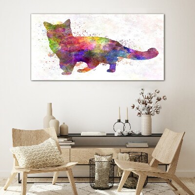 Colorful cat in watercolor style Glass Print