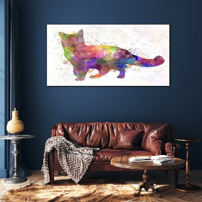 Colorful cat in watercolor style Glass Print