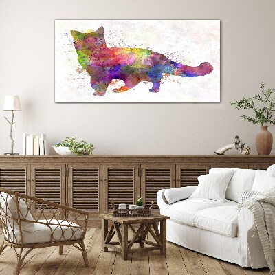 Colorful cat in watercolor style Glass Print