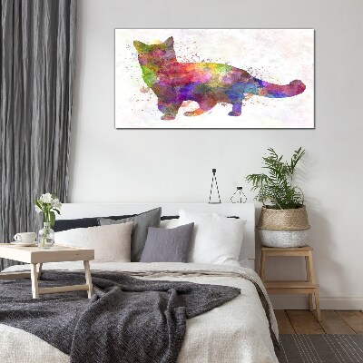 Colorful cat in watercolor style Glass Print
