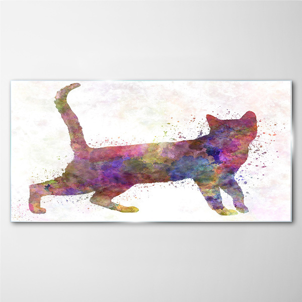 Colorful cat shadow Glass Print