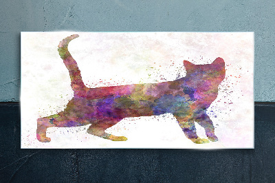 Colorful cat shadow Glass Print