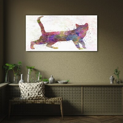 Colorful cat shadow Glass Print