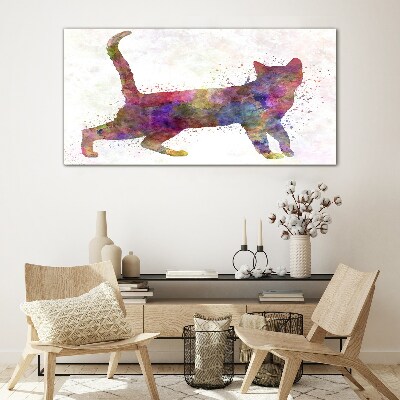 Colorful cat shadow Glass Print