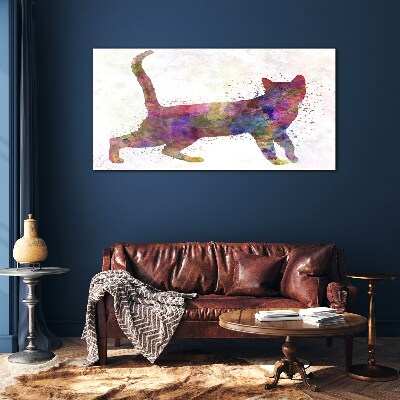 Colorful cat shadow Glass Print