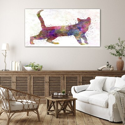 Colorful cat shadow Glass Print