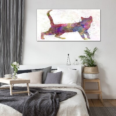 Colorful cat shadow Glass Print