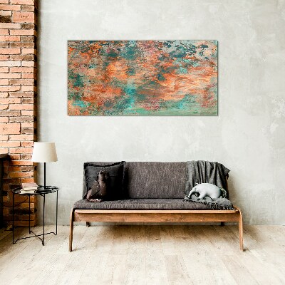 Abstract landscape in the colors of fire Glass Print