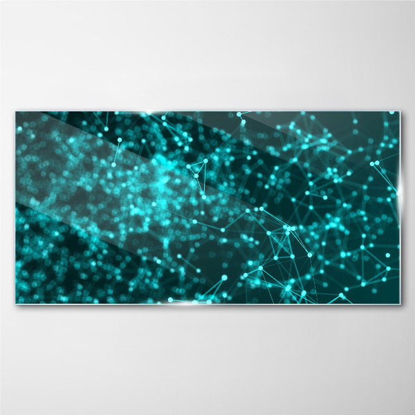 Network connections in blue Glass Print