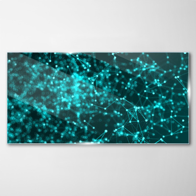 Network connections in blue Glass Print