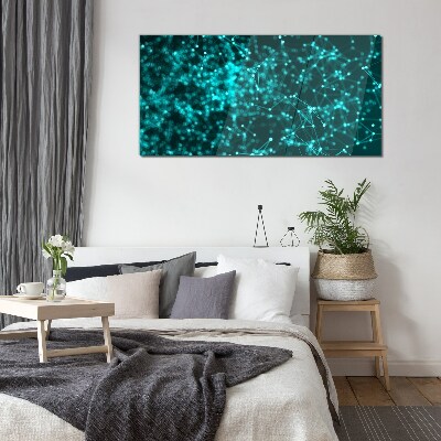 Network connections in blue Glass Print