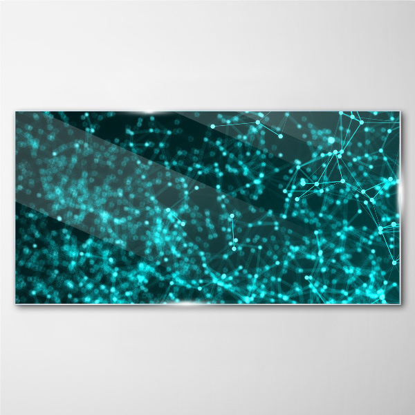 Digital network in shades of blue Glass Print